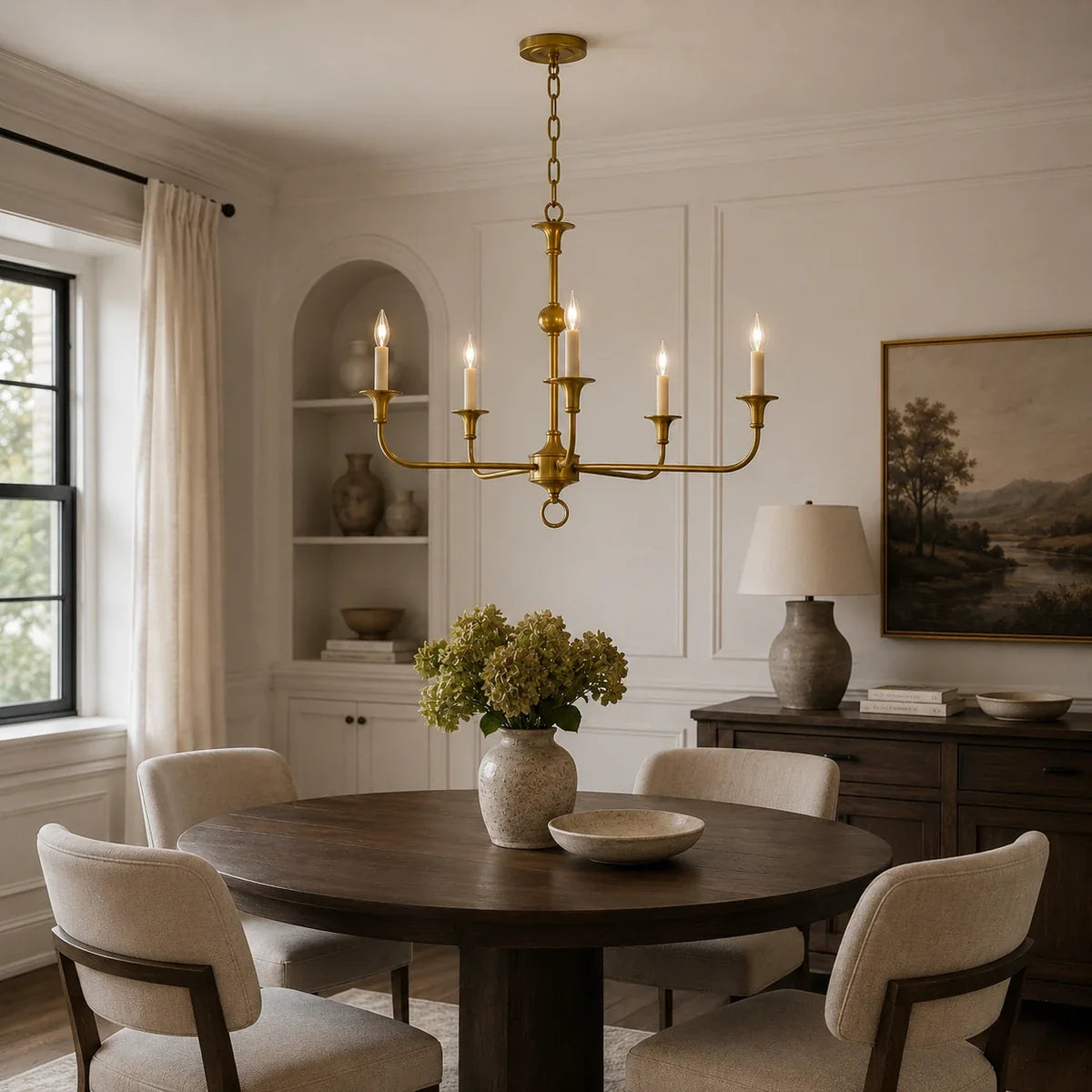 BrassAura | Elegant Modern 5-Head Adjustable Chandelier Light