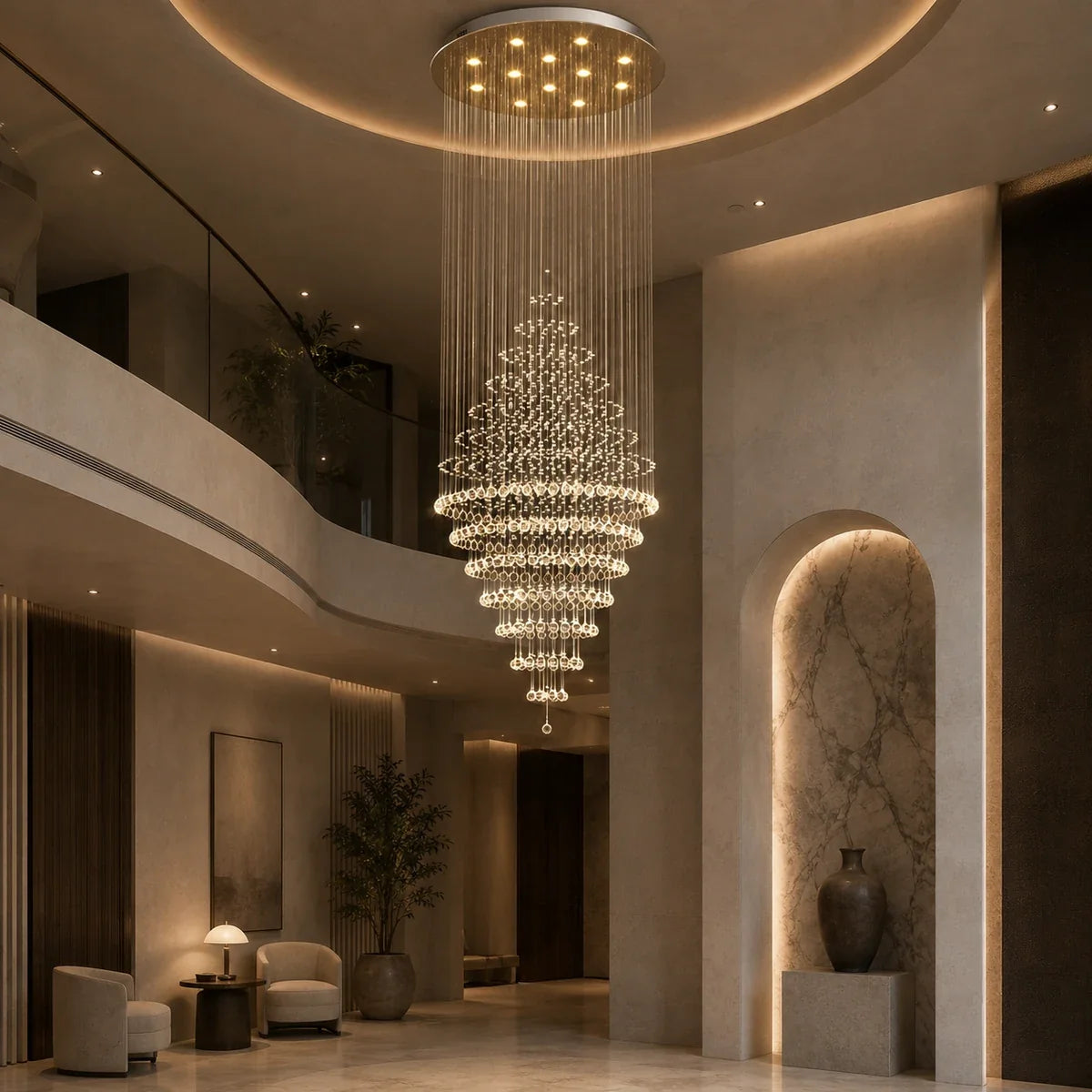 Luminara | Elegant Adjustable Spiral Crystal Chandelier Light Fixture