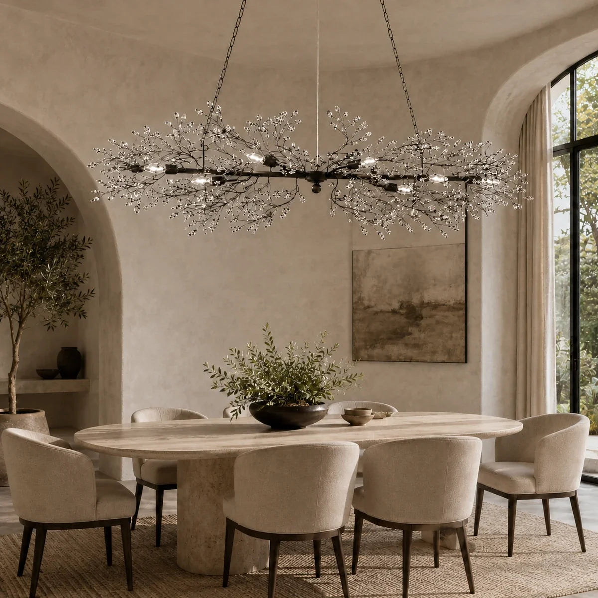 FioreChic | Elegant Dimmable Metal and Glass Linear Chandelier
