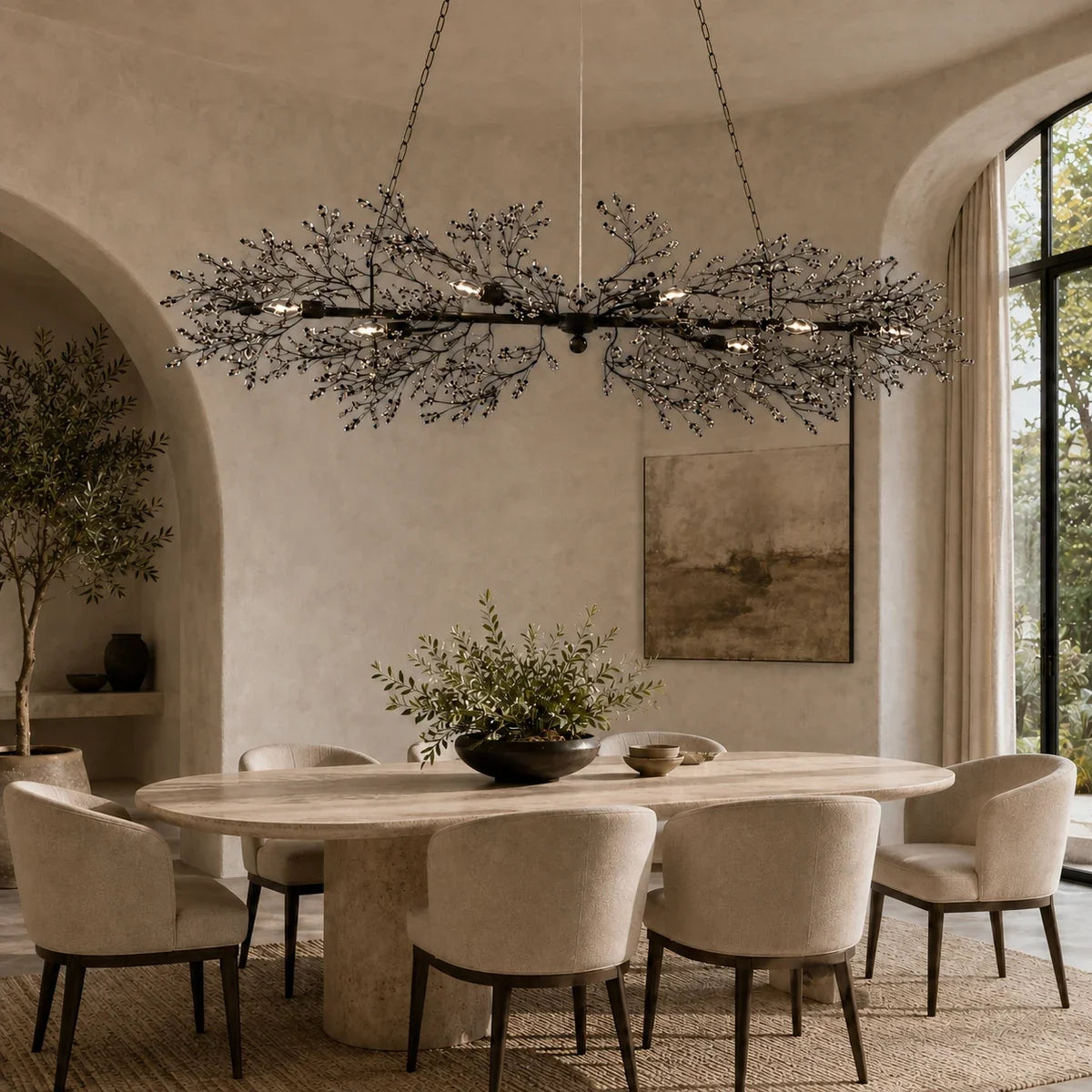 FioreChic | Elegant Dimmable Metal and Glass Linear Chandelier