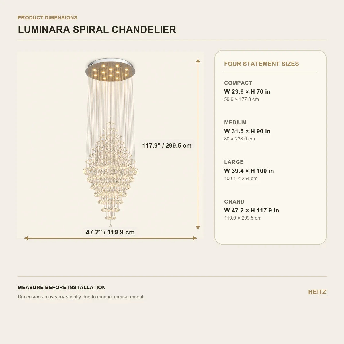 Luminara | Elegant Adjustable Spiral Crystal Chandelier Light Fixture