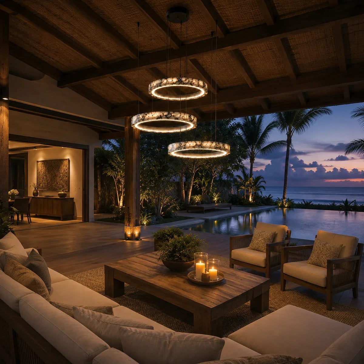 MarbleGlow | Elegant Modern Multi Ring Pendant Chandelier