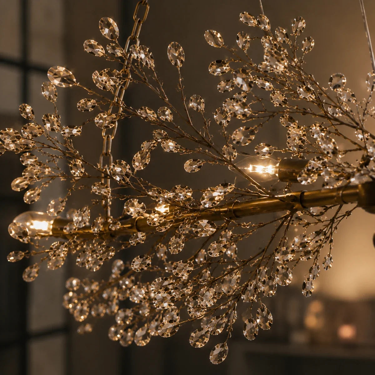 FioreChic | Elegant Dimmable Metal and Glass Linear Chandelier