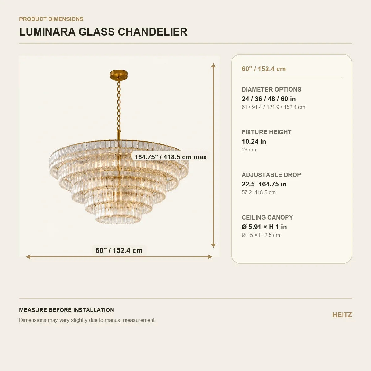 Luminara | Modern Elegant Adjustable Steel Glass Chandelier Light