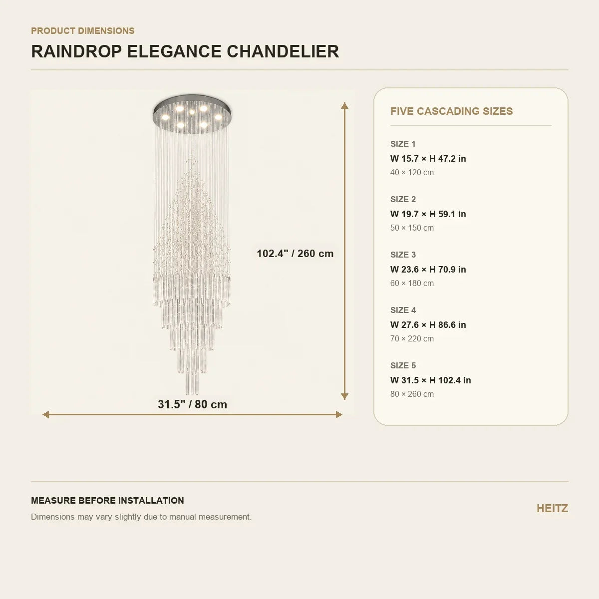 Raindrop Elegance | Stunning Adjustable Crystal LED Chandelier