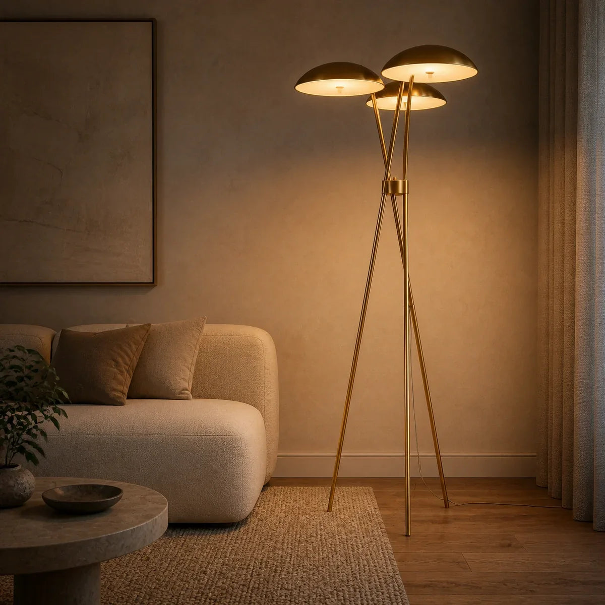 Luminara | Sleek Modern Tripod Floor Lamp with Integrated LED Lighting