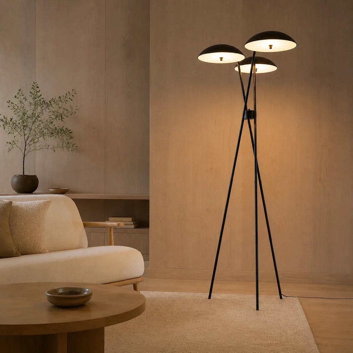 Luminara | Sleek Modern Tripod Floor Lamp with Integrated LED Lighting