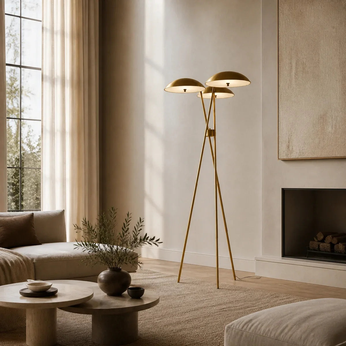Luminara | Sleek Modern Tripod Floor Lamp with Integrated LED Lighting
