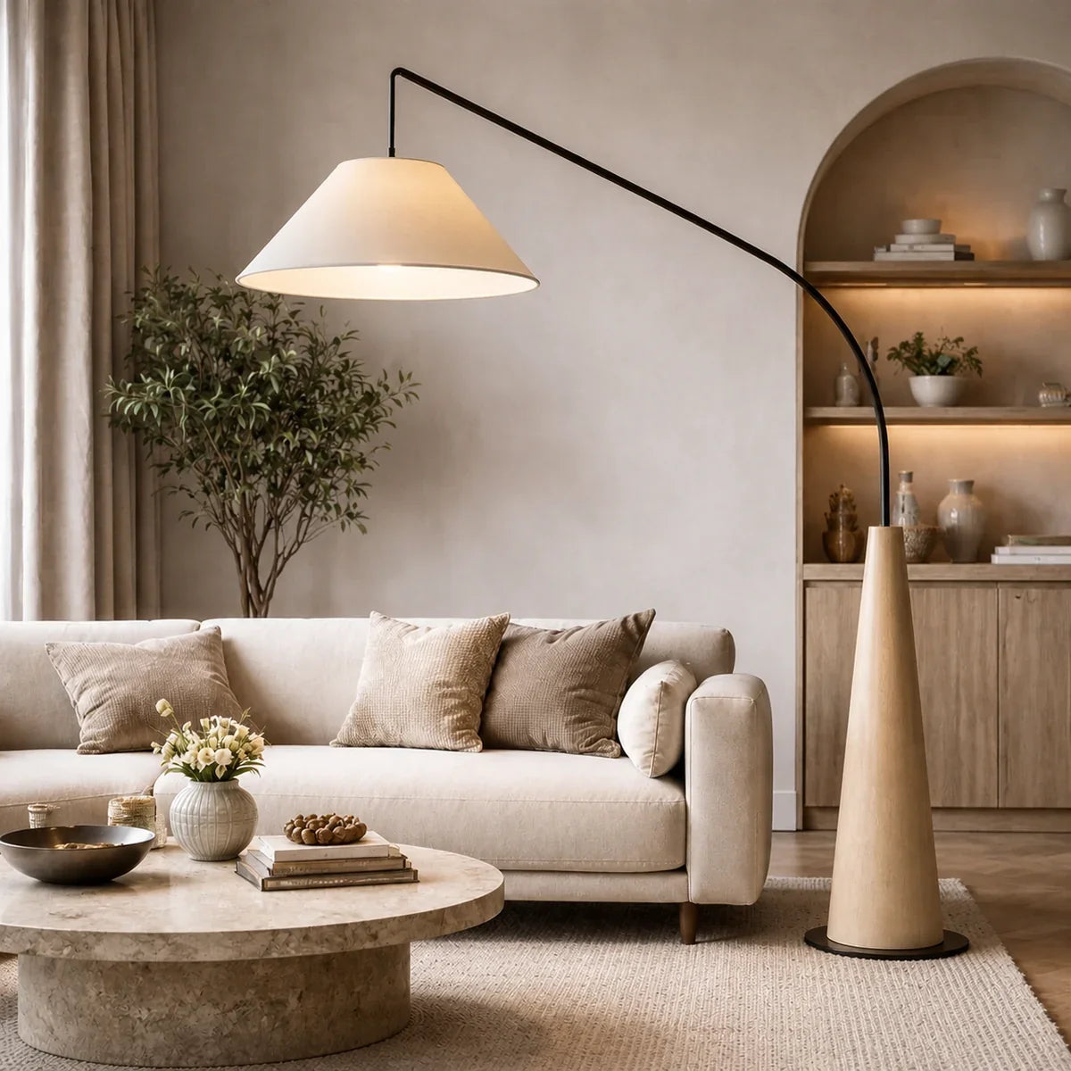 Luminara | Elegant Minimalist Modern Floor Lamp with Fabric Shade