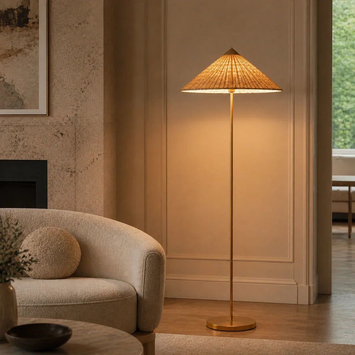 RattanGlow | Elegant Natural Rattan Standing Floor Lamp for Cozy Spaces