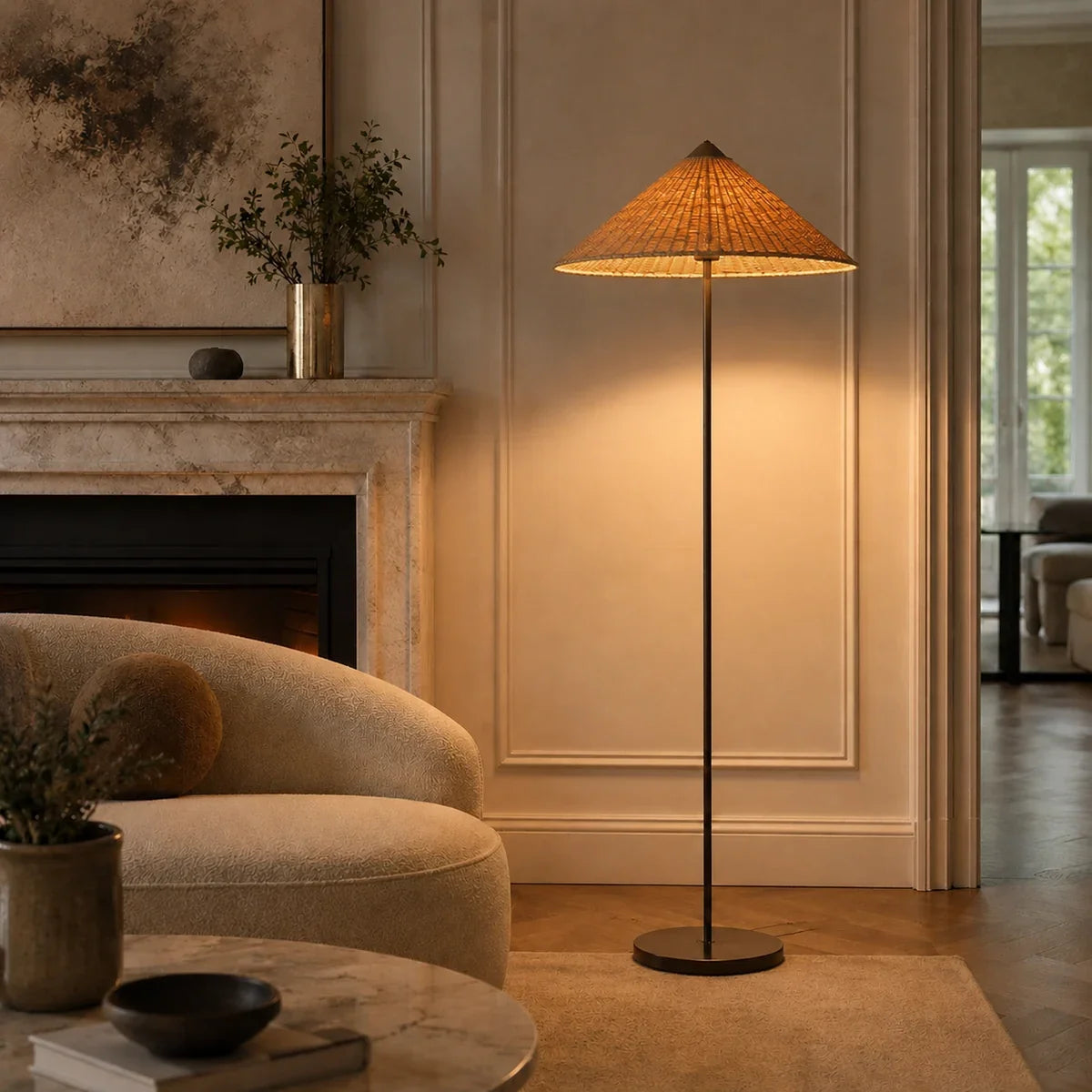 RattanGlow | Elegant Natural Rattan Standing Floor Lamp for Cozy Spaces