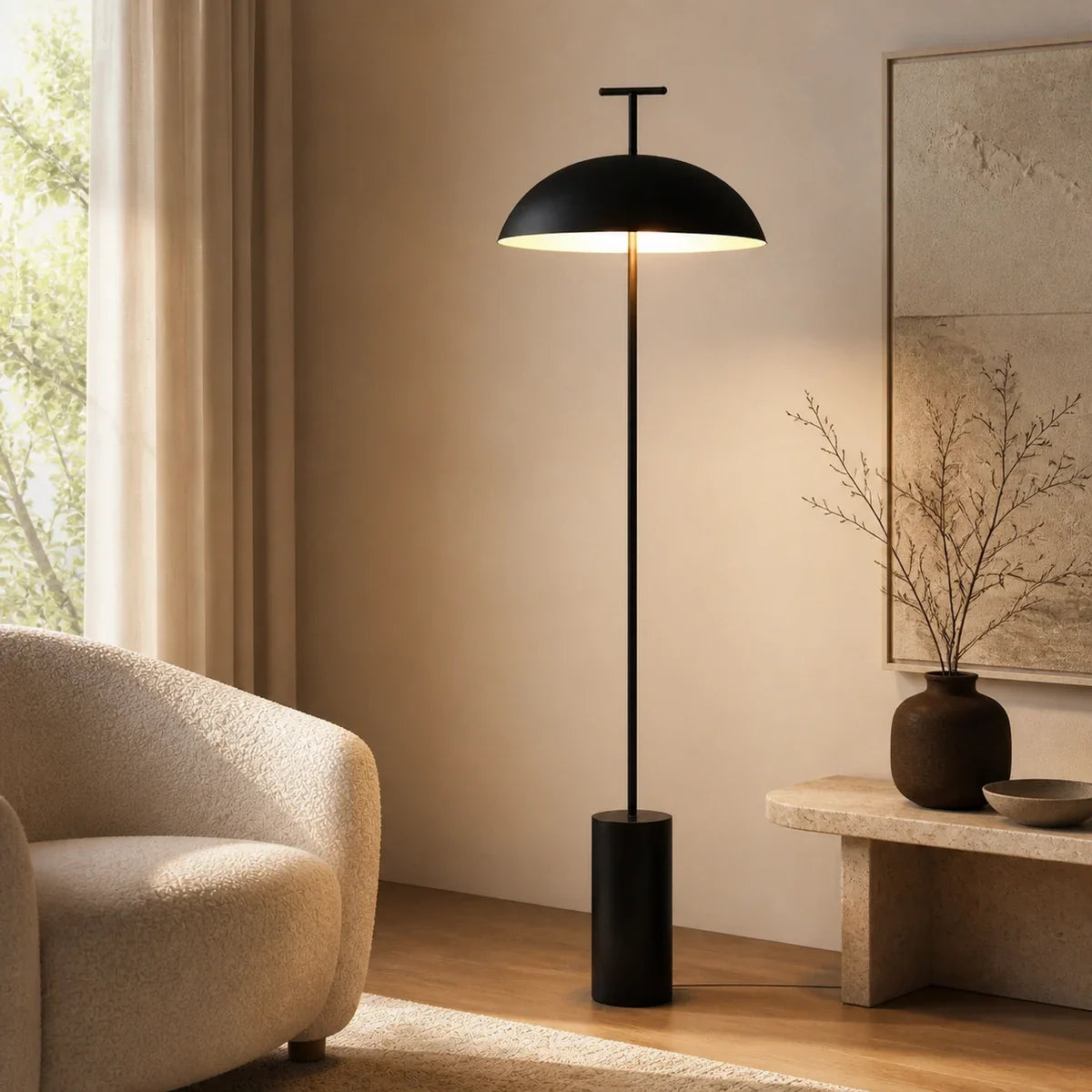 MushroomGlow | Modern Minimalist Metal Standing Floor Lamp with LED