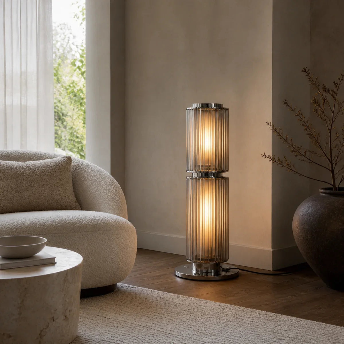Dyrthem | Elegant Modern Aluminum Glass Standing Floor Lamp