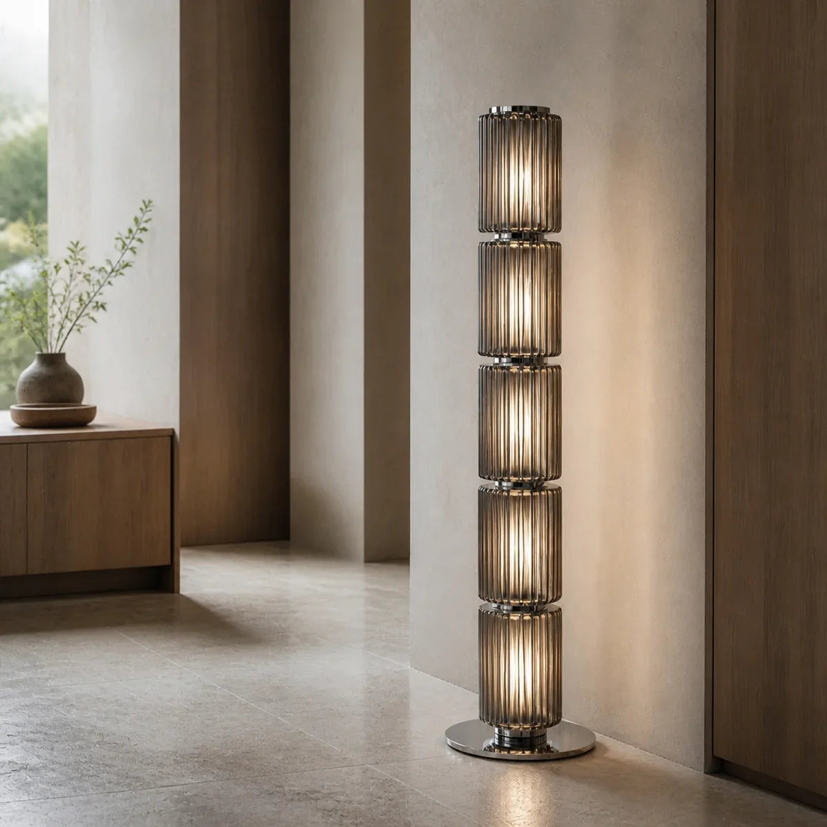 Dyrthem | Elegant Modern Aluminum Glass Standing Floor Lamp