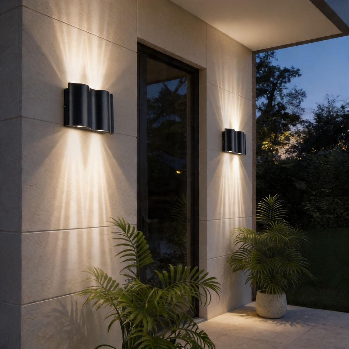 Luminara | Stylish Modern Outdoor Wall Light Fixture with Dual Projection
