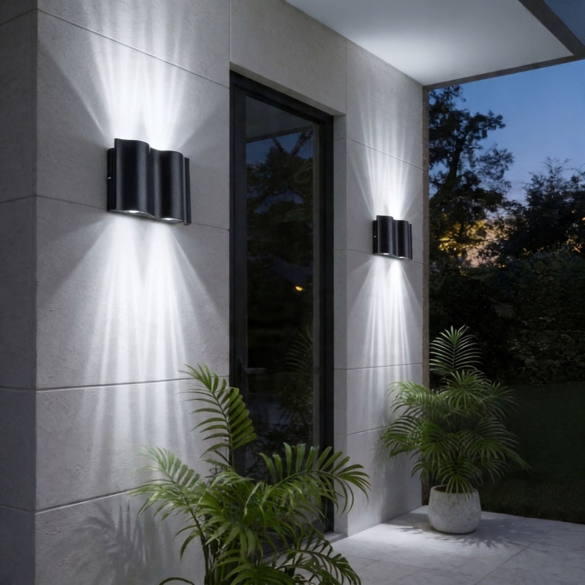 Luminara | Stylish Modern Outdoor Wall Light Fixture with Dual Projection