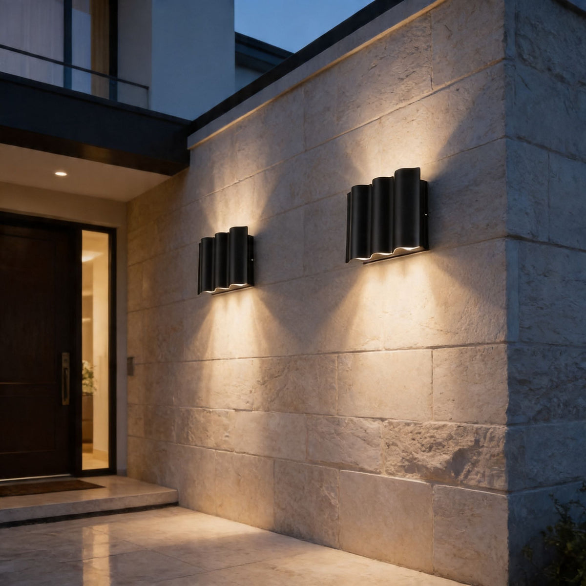 Luminara | Stylish Modern Outdoor Wall Light Fixture with Dual Projection