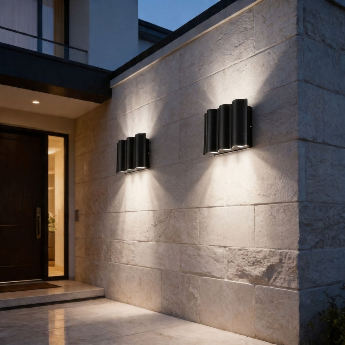 Luminara | Stylish Modern Outdoor Wall Light Fixture with Dual Projection