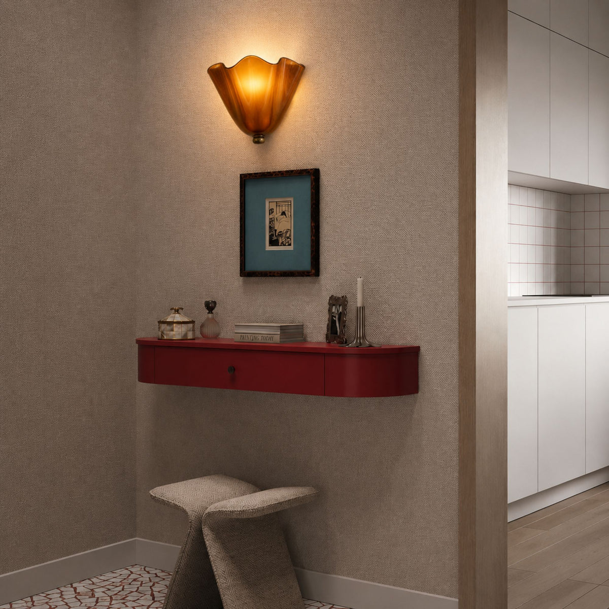 LuminaraShell | Elegant Vintage Stained Glass Wall Sconce Light