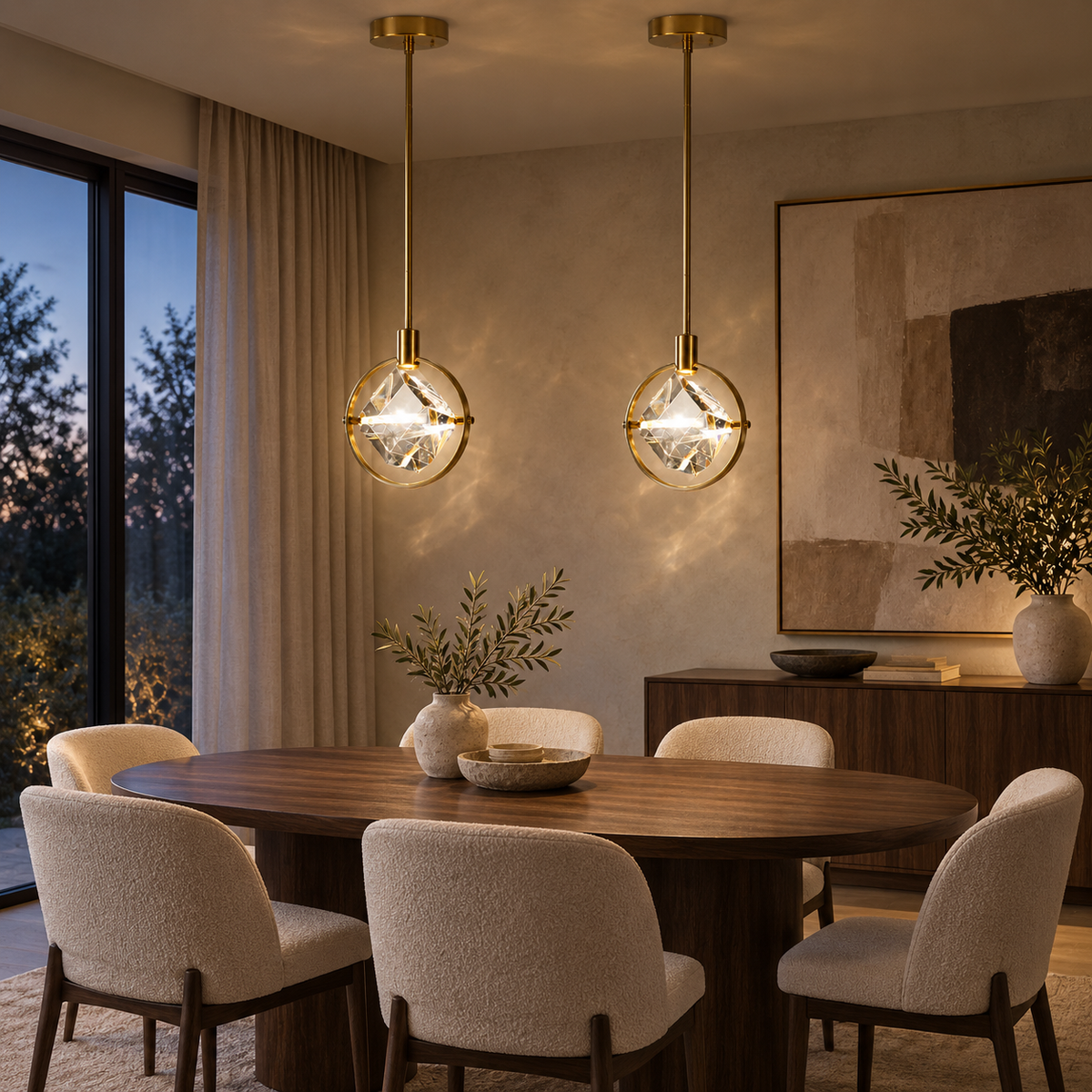 Luminara | Elegant Adjustable Crystal Kitchen Pendant Lighting Fixture
