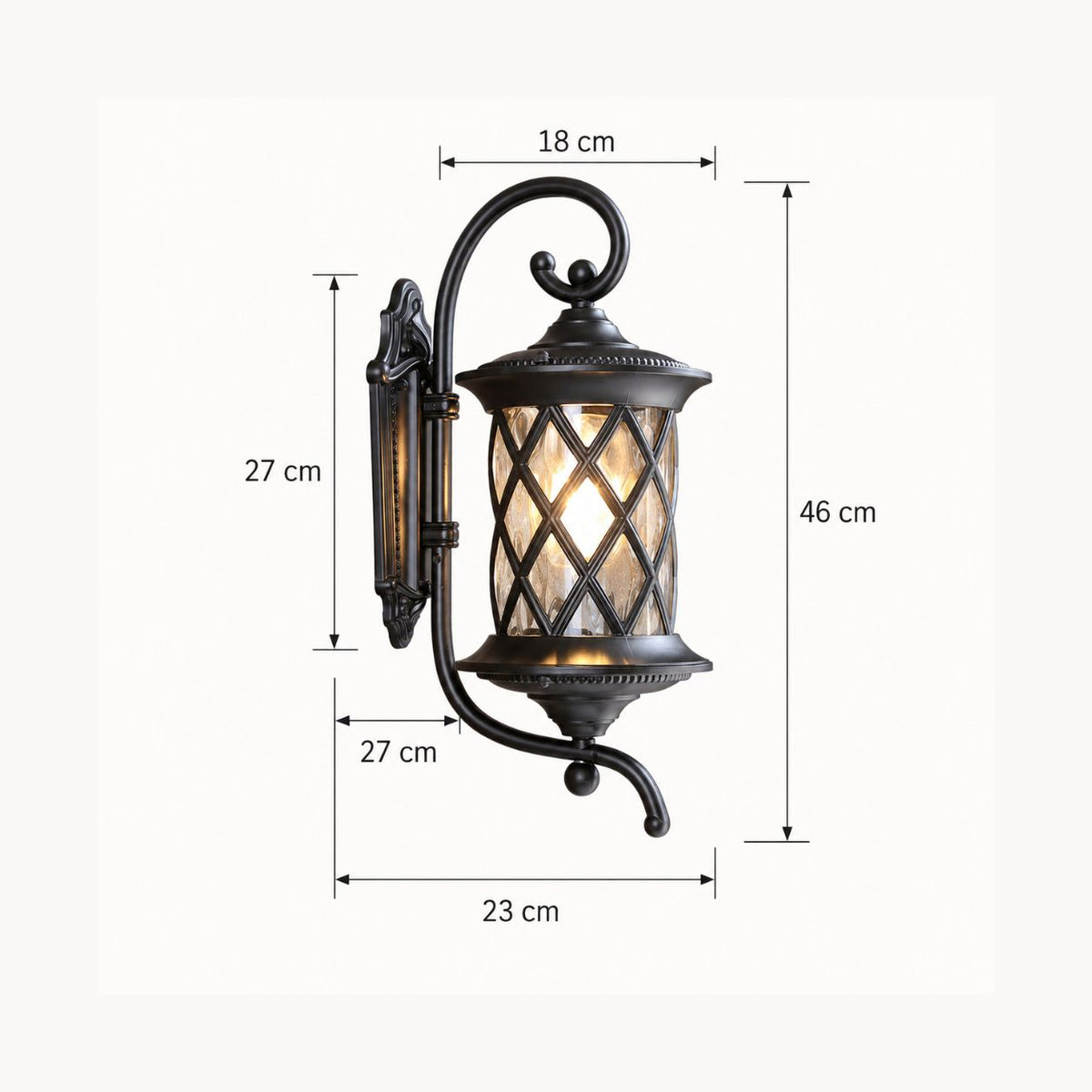 Lattice Outdoor Wall Lantern | Scroll Arm Porch Light, IP65