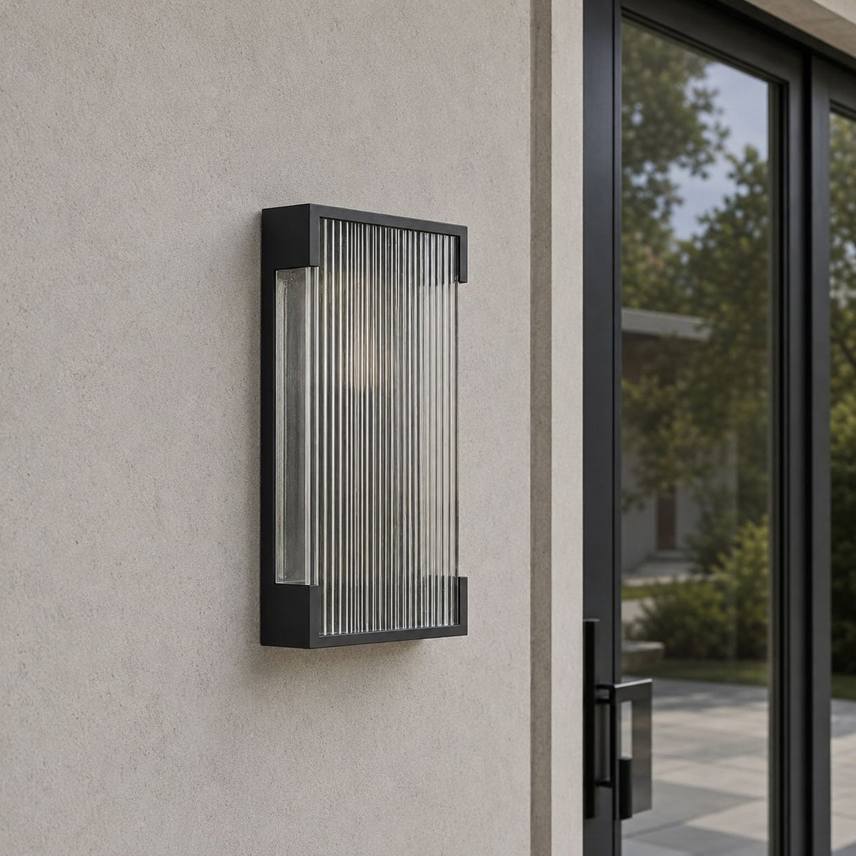 Fluted Panel Outdoor Wall Light | Dim to Warm LED Sconce, IP65