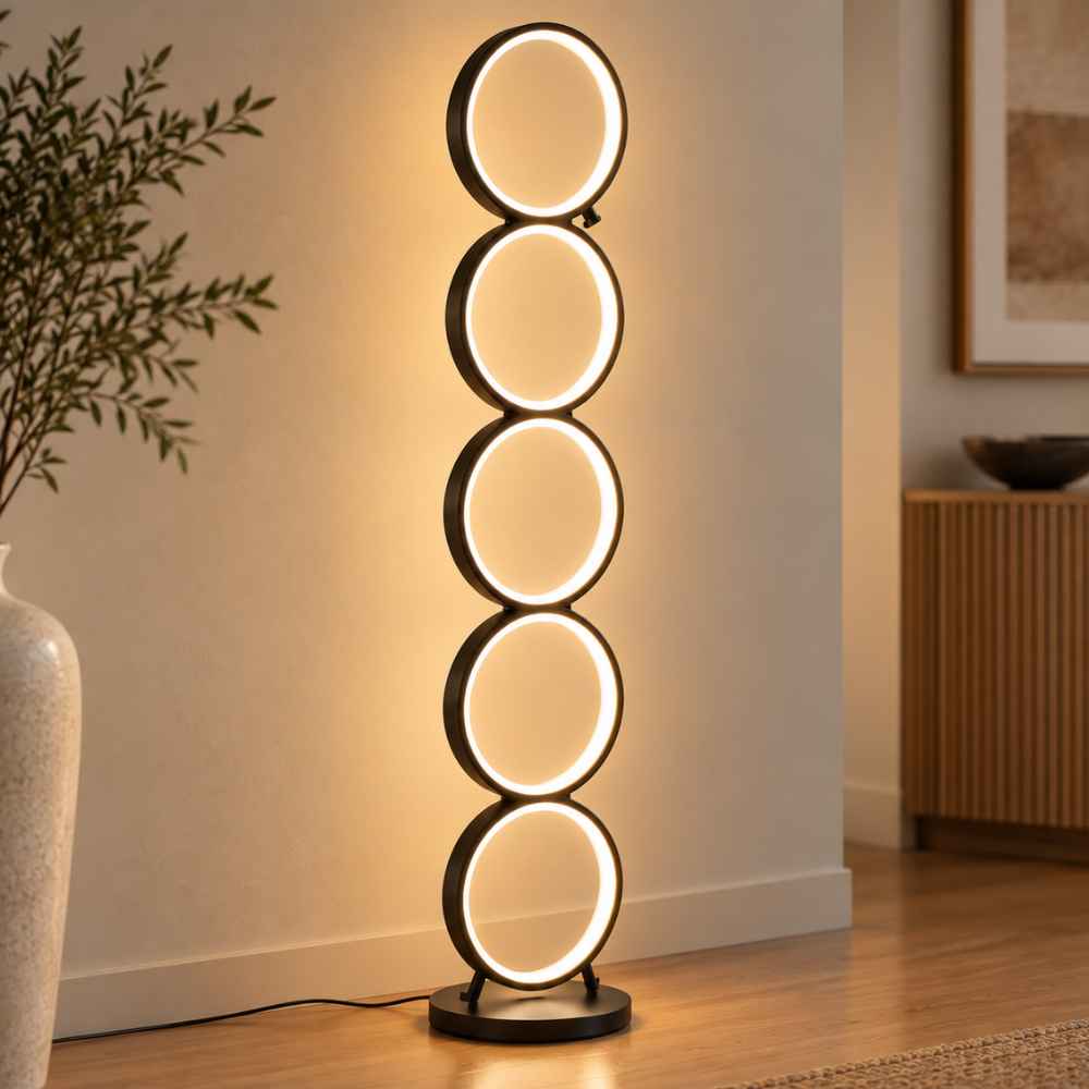 Luminara | Modern Adjustable Black Floor Lamp with LED Light for Versatile Ambiance