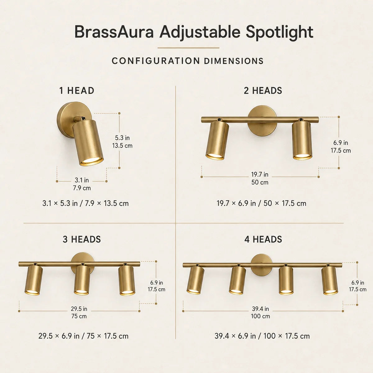 BrassAura | Modern Adjustable Rotatable Wall Sconce Spotlight Light