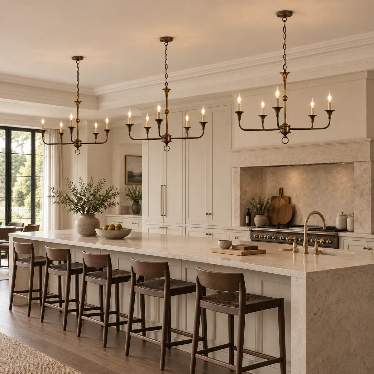 BrassAura | Elegant Modern 5-Head Adjustable Chandelier Light