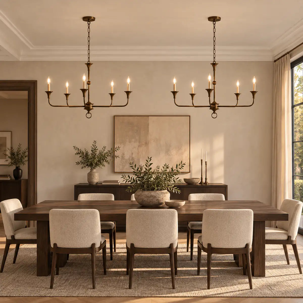 BrassAura | Elegant Modern 5-Head Adjustable Chandelier Light