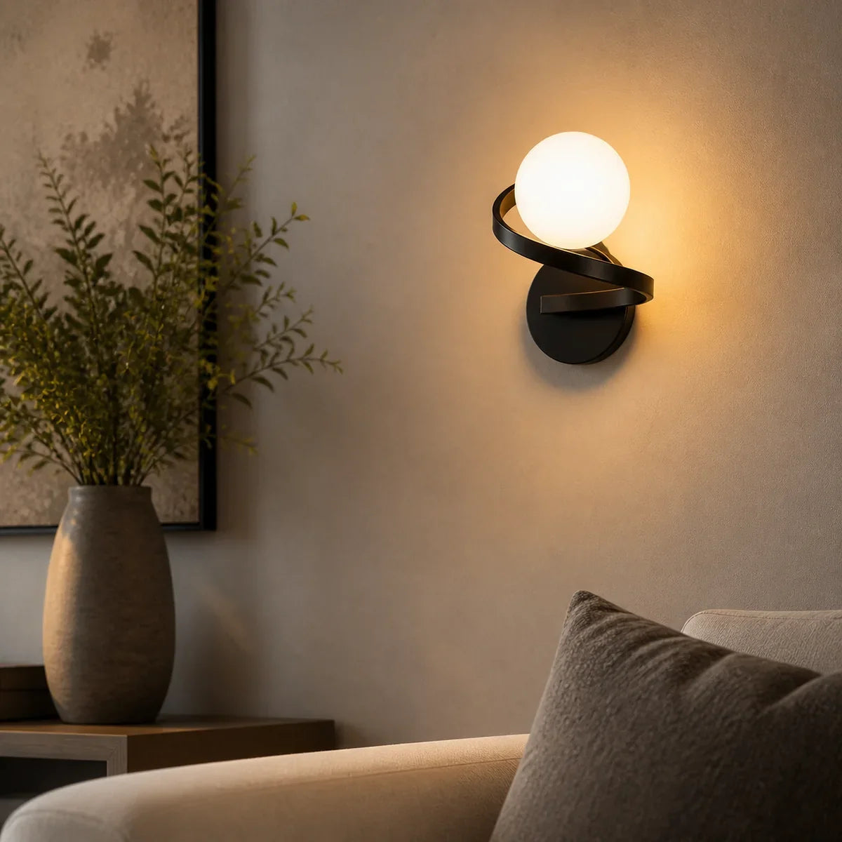 CopperGlow | Elegant LED Wall Sconce Light with Frosted Glass Shade