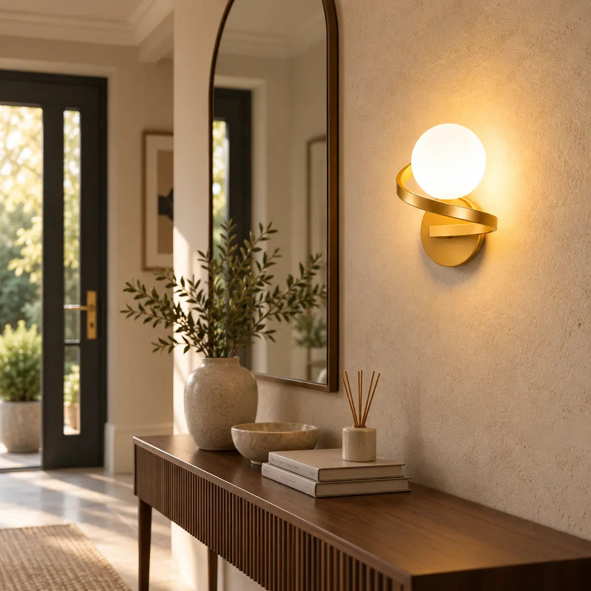 CopperGlow | Elegant LED Wall Sconce Light with Frosted Glass Shade
