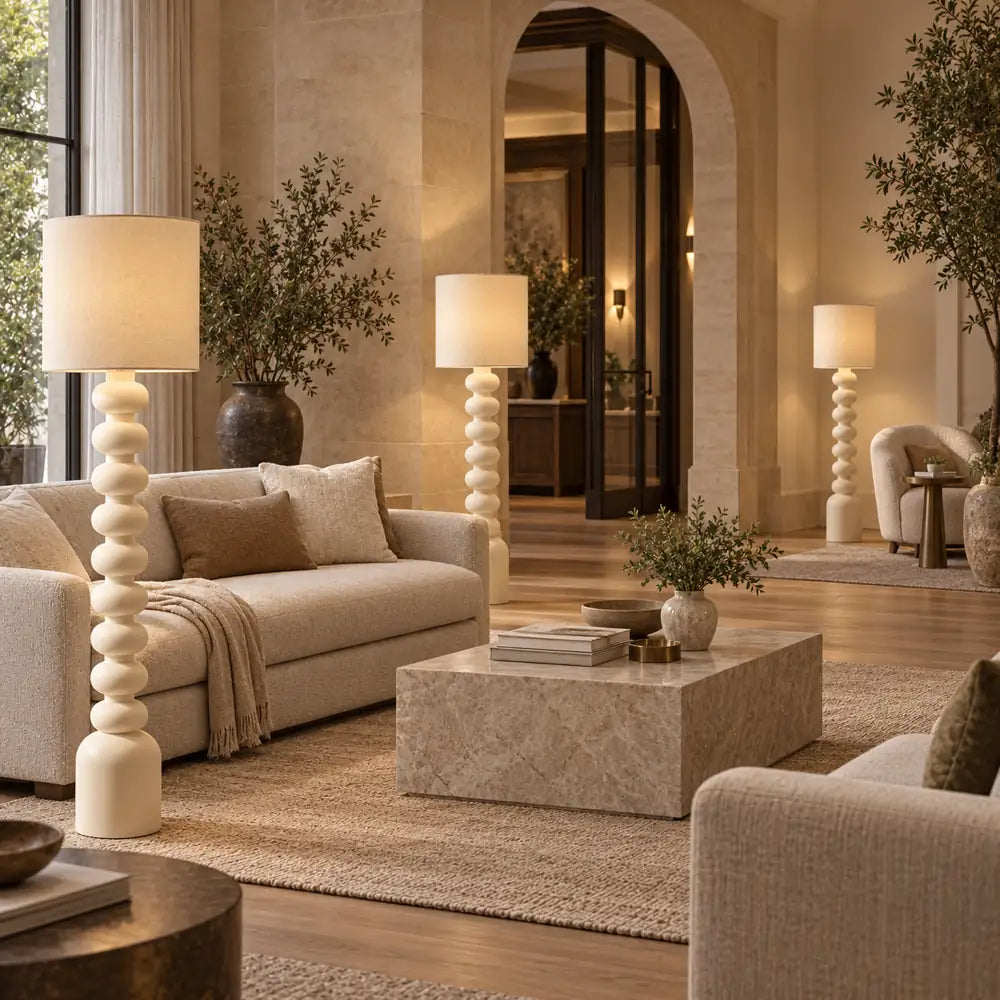 Luminara | Stylish Modern Resin Fabric Standing Floor Lamp