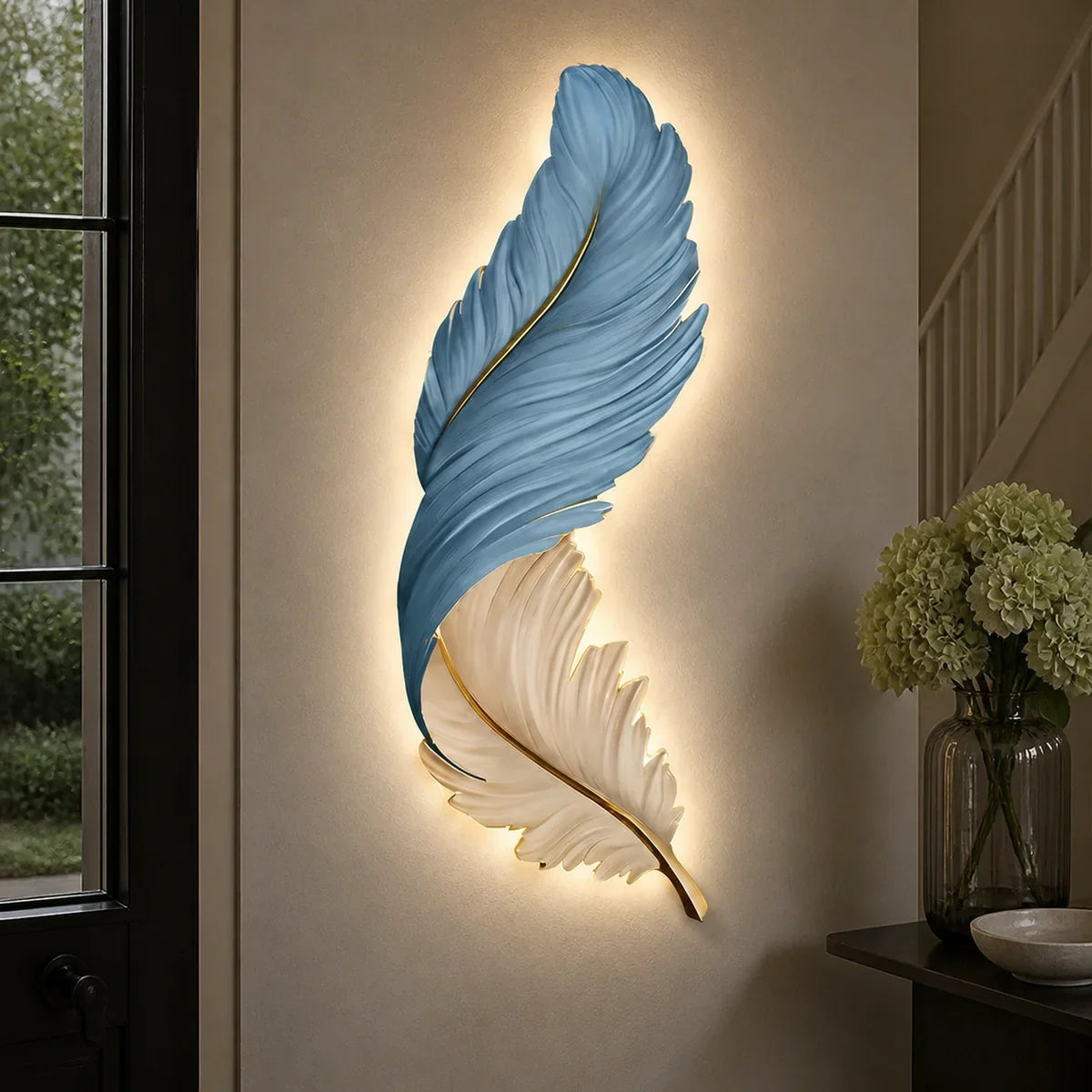 FeatherGlow | Stylish Contemporary Wall Sconce with USB LED Lighting