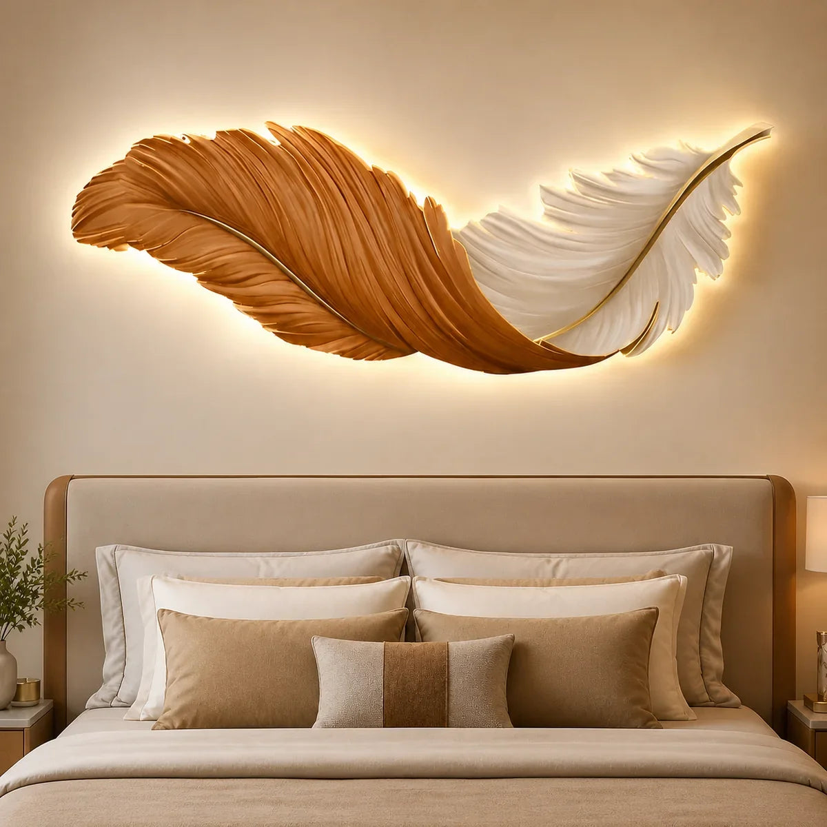 FeatherGlow | Stylish Contemporary Wall Sconce with USB LED Lighting
