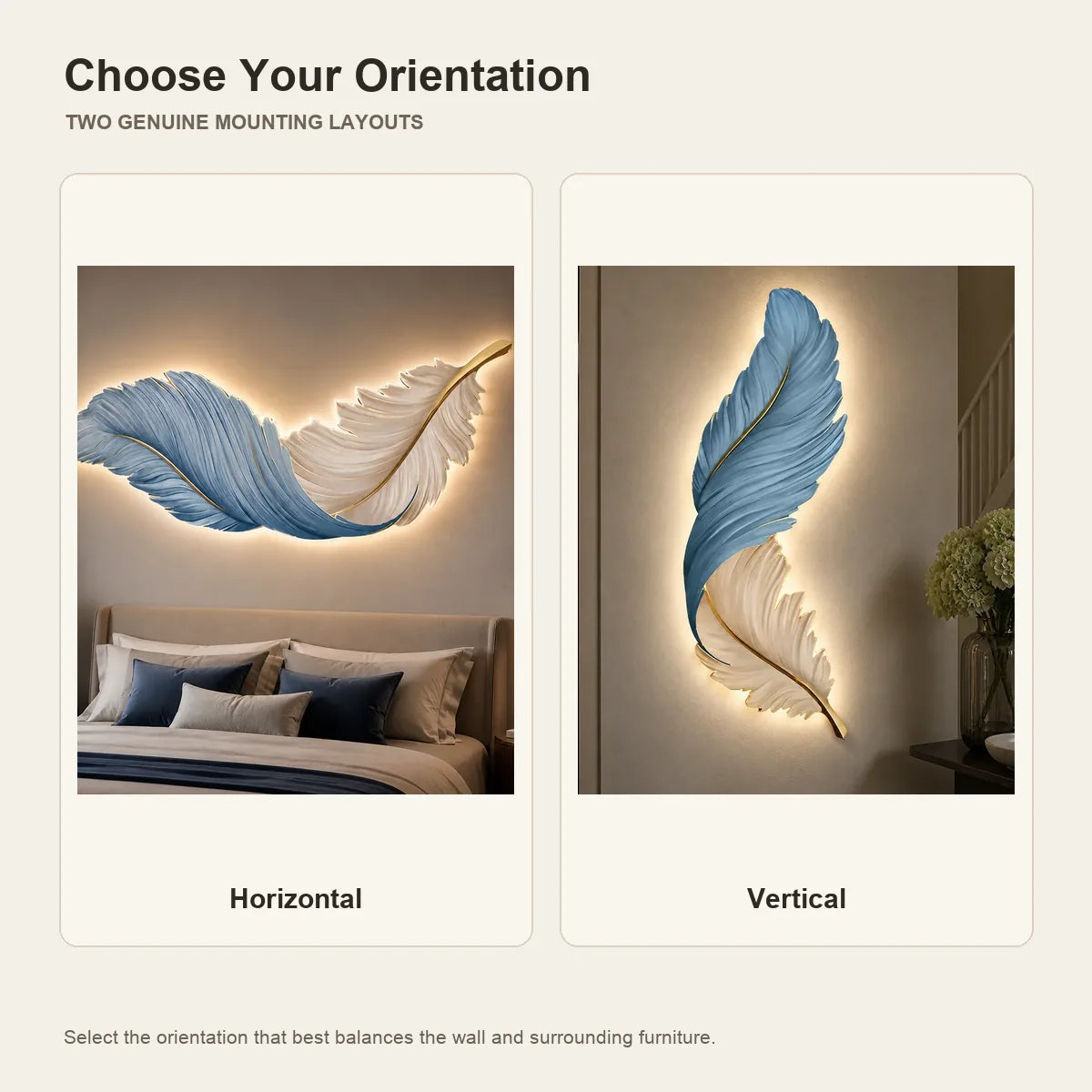 FeatherGlow | Stylish Contemporary Wall Sconce with USB LED Lighting