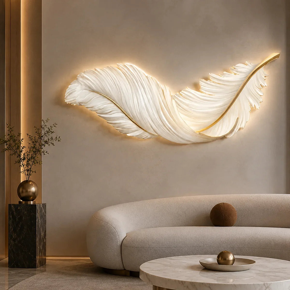 FeatherGlow | Stylish Contemporary Wall Sconce with USB LED Lighting