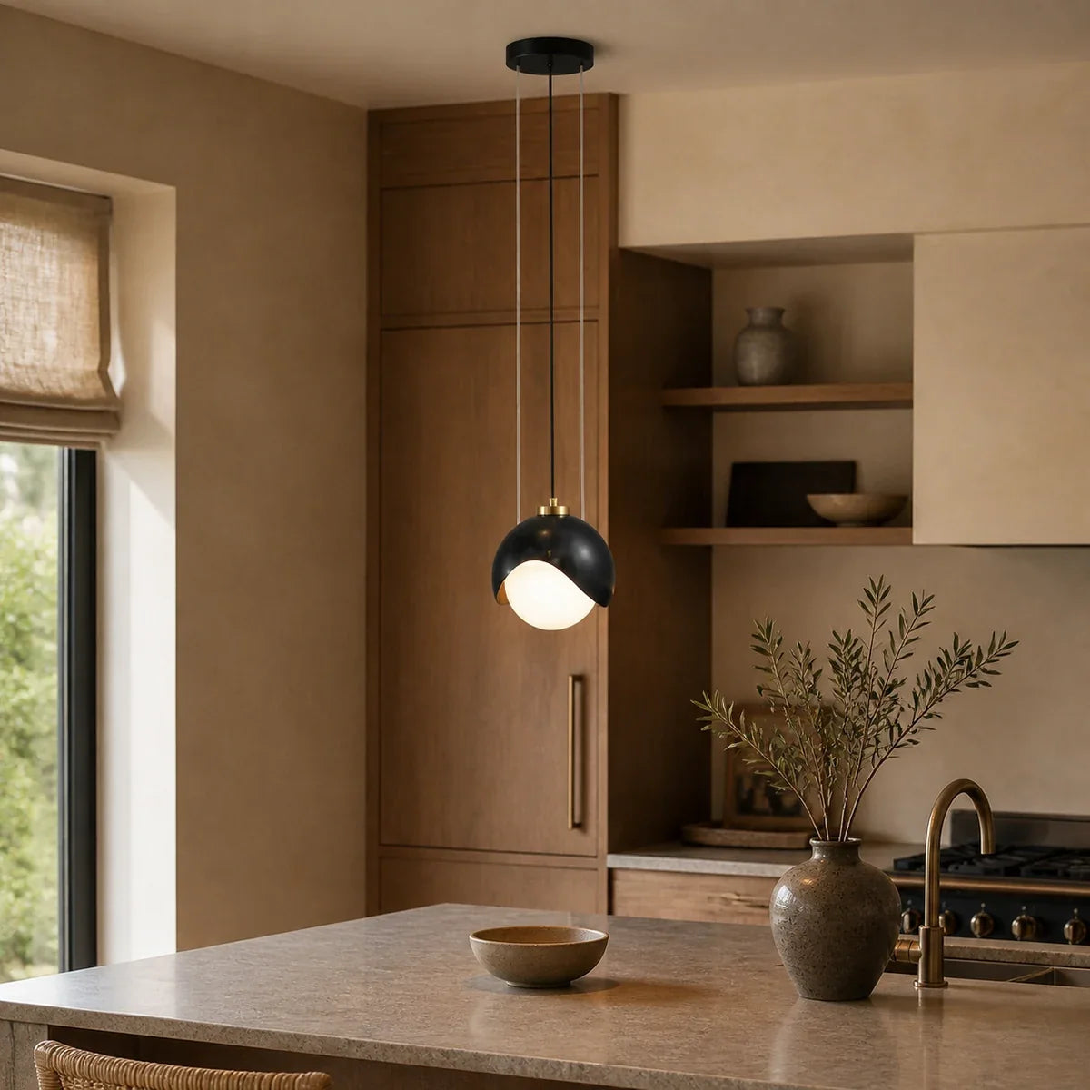 Luminara | Stylish Black Glass Pendant Light for Kitchen & Dining