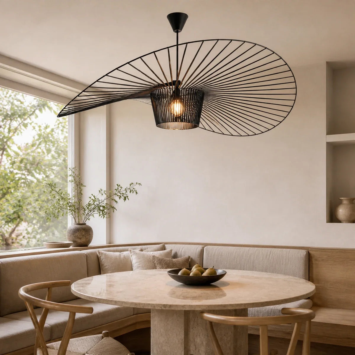 Sculptura | Elegant Adjustable Black Fiberglass Pendant Light Fixture