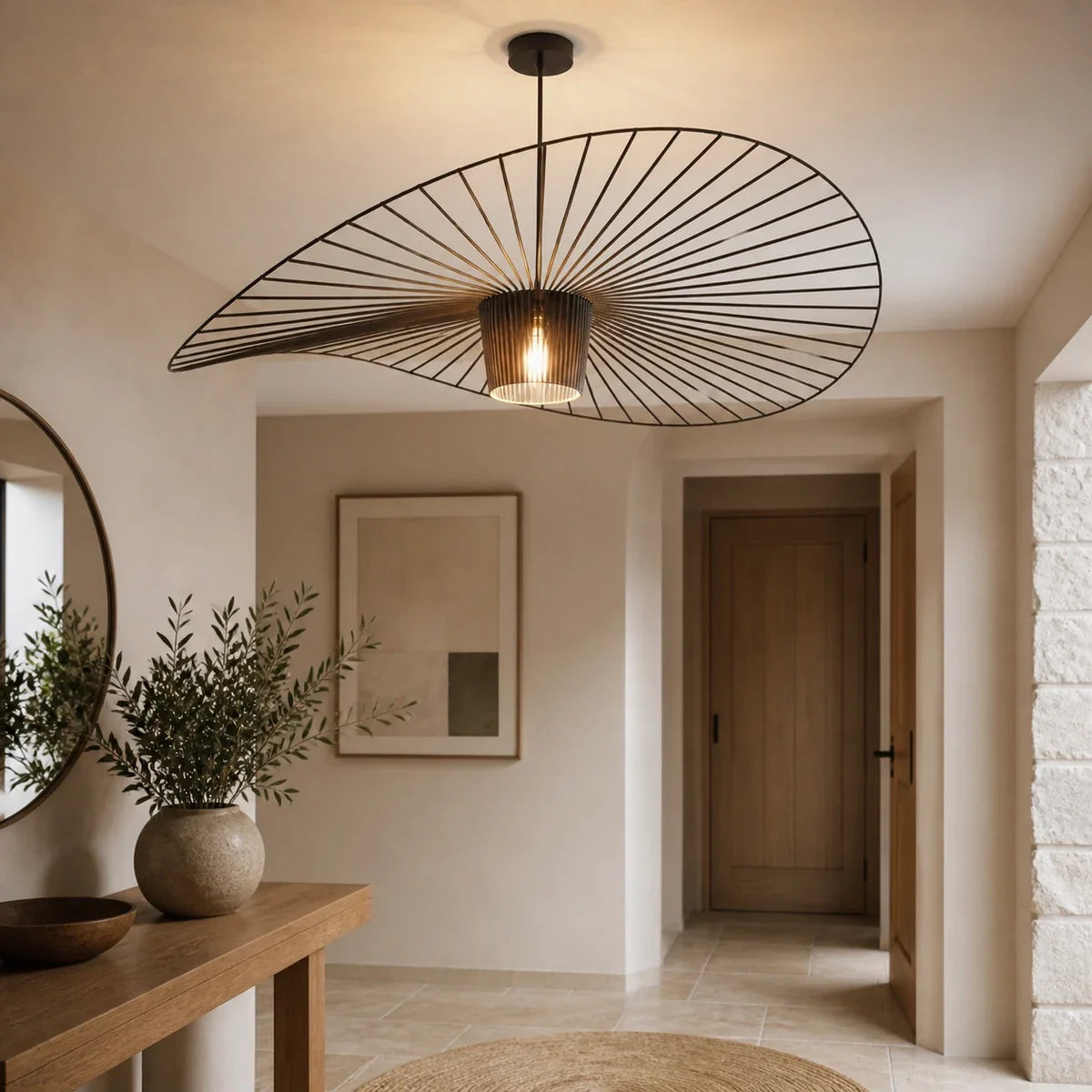 Sculptura | Elegant Adjustable Black Fiberglass Pendant Light Fixture