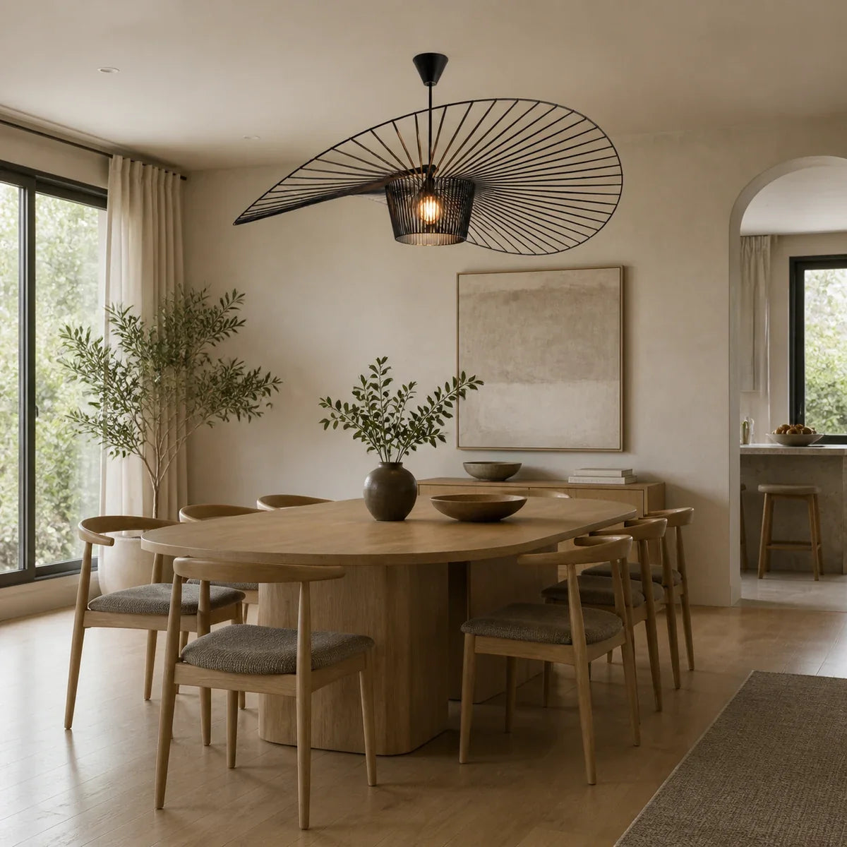 Sculptura | Elegant Adjustable Black Fiberglass Pendant Light Fixture