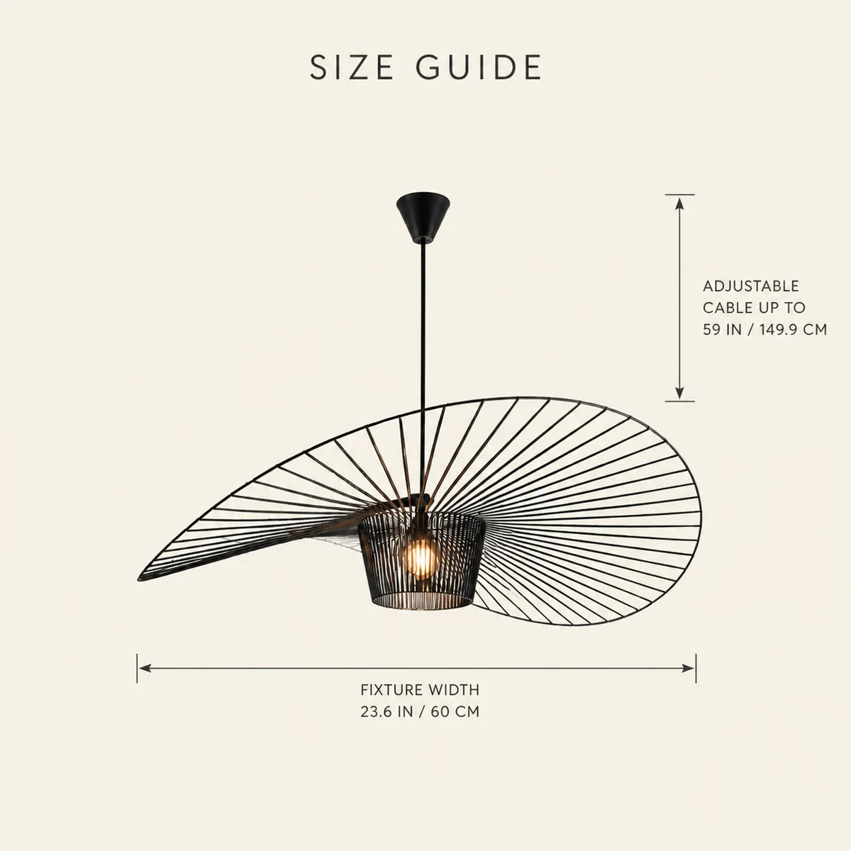 Sculptura | Elegant Adjustable Black Fiberglass Pendant Light Fixture