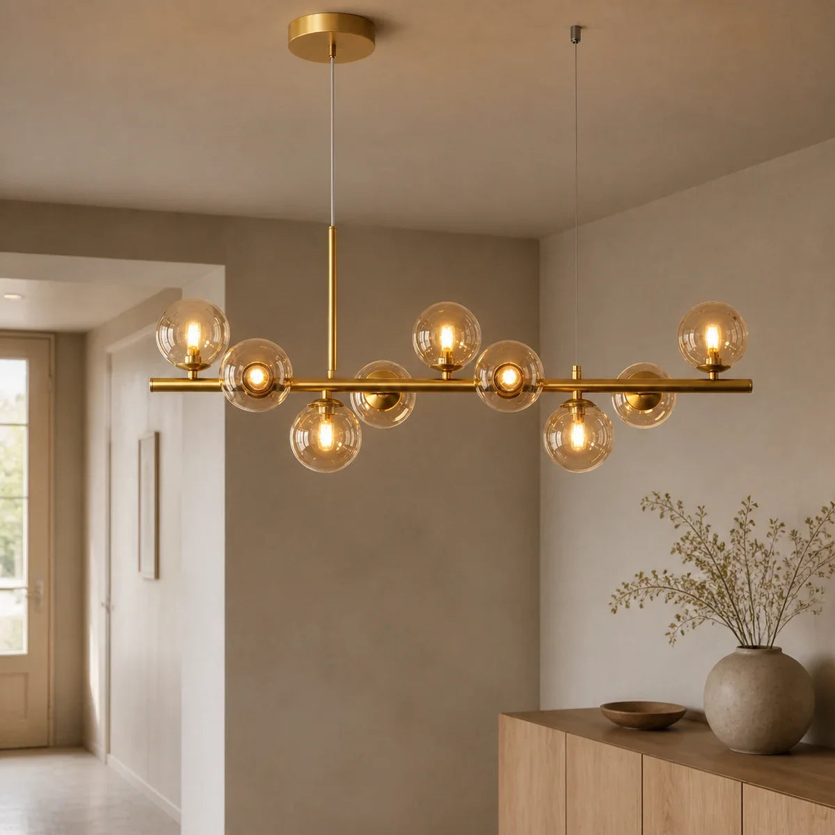 Luminara | Elegant Adjustable Glass Pendant Light Cluster for Kitchen Island