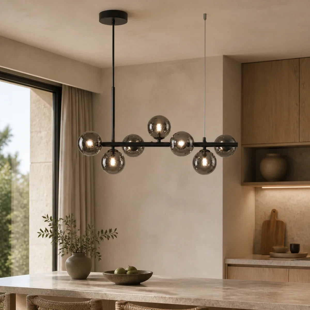 Luminara | Elegant Adjustable Glass Pendant Light Cluster for Kitchen Island