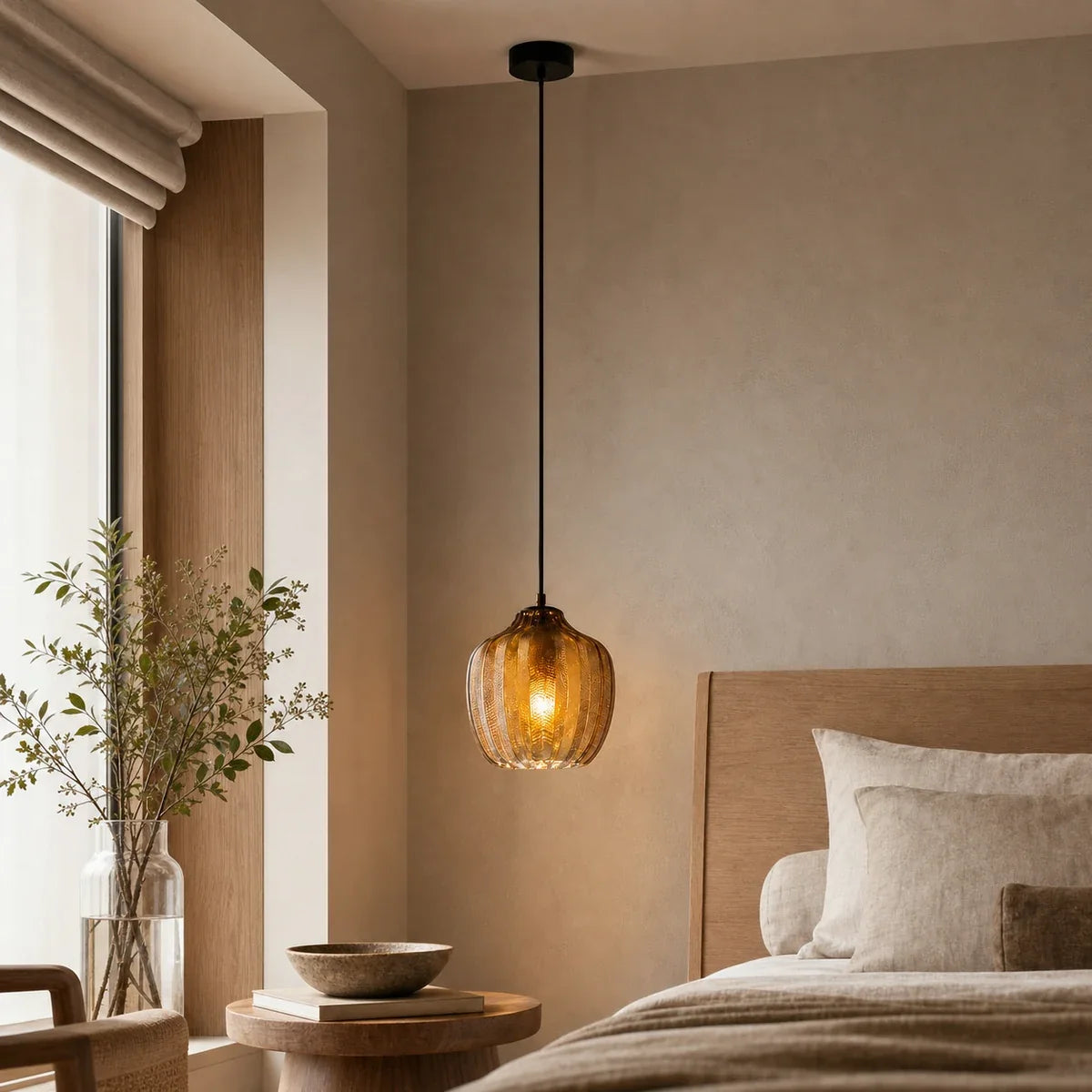AmberGlow | Elegant Warm Tinted Glass Pendant Lighting for Kitchen Island