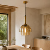 ChampagneGlow | Elegant Adjustable Glass Pendant Lighting with Brass Accents
