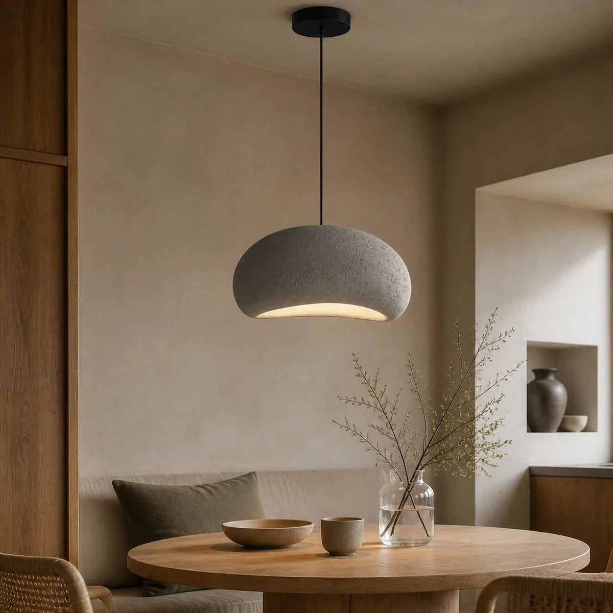 WabiSabi | Elegant Minimalist Fiberglass Pendant Light for Kitchen Island