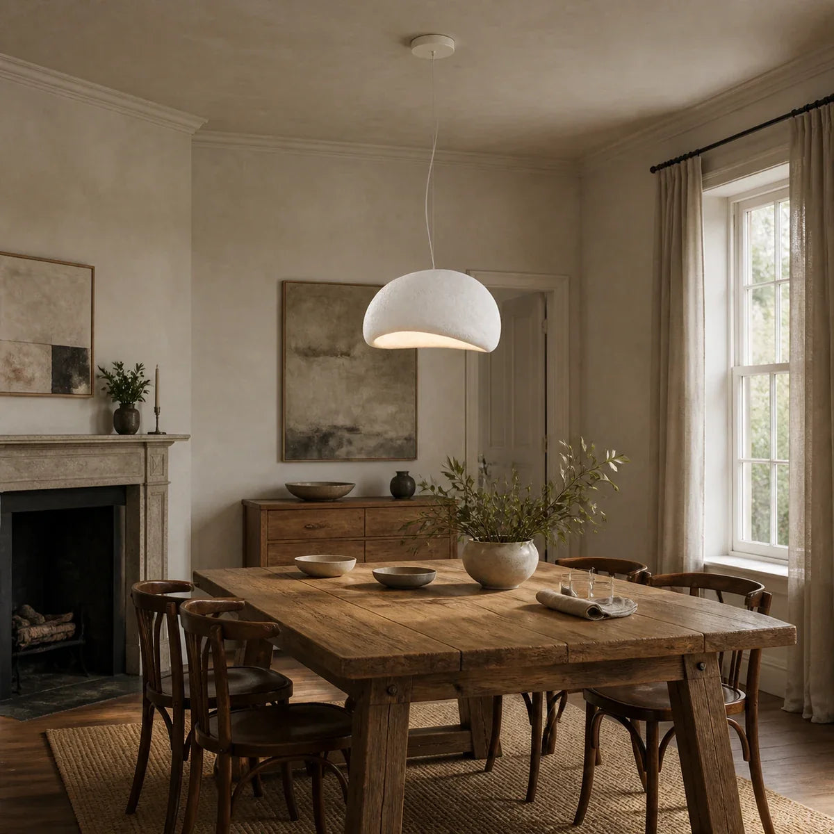 WabiSabi | Elegant Minimalist Fiberglass Pendant Light for Kitchen Island