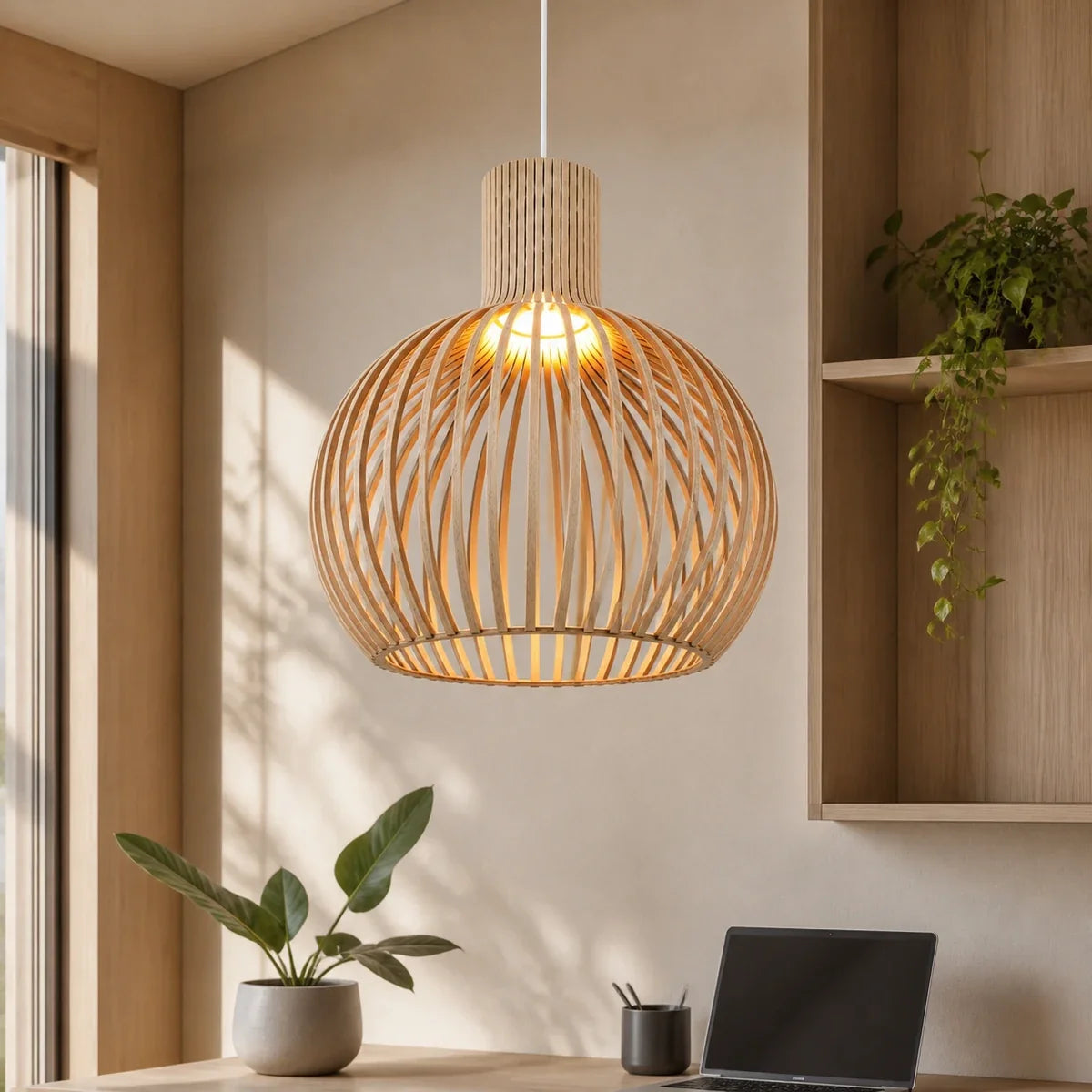 NordicCharm | Modern Black Wood Metal Kitchen Pendant Light Fixture