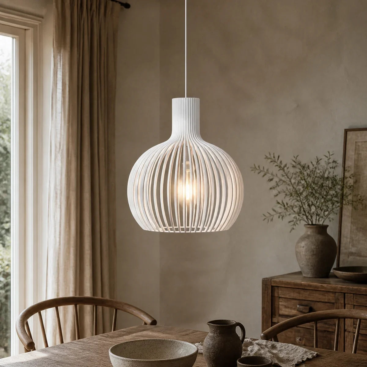 NordicCharm | Modern Black Wood Metal Kitchen Pendant Light Fixture